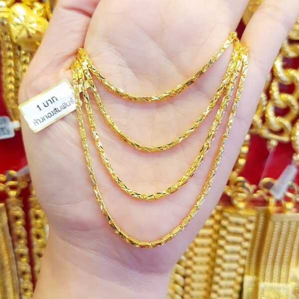 23K Gold Chain 15,2g (1 Baht) featuring a heavy box link design, Model 3027.