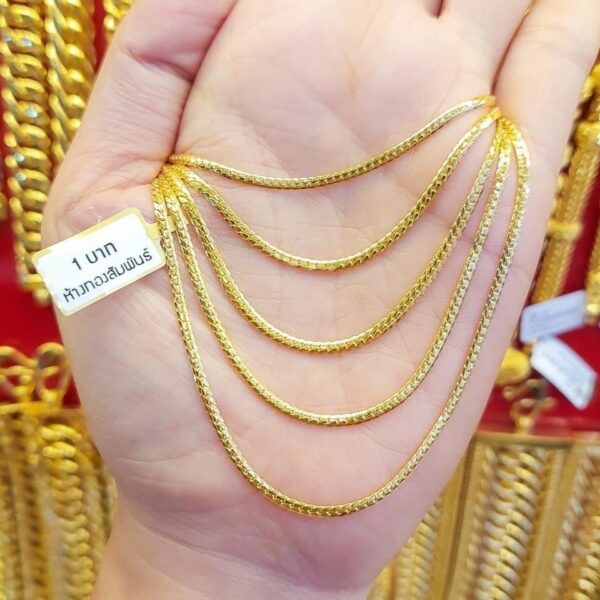 23K Gold Chain 15,2g (1 Baht) featuring the smooth Cobra Link design, Model 3030.