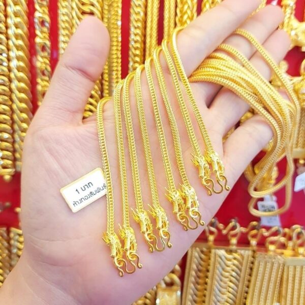 23K Gold Chain 15,2g (1 Baht) simple link style, Model 3026.