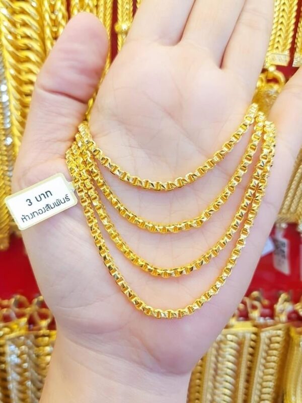 23K Thailand Gold Square Thick Rings 3 Baht, Thailand Gold Chain.