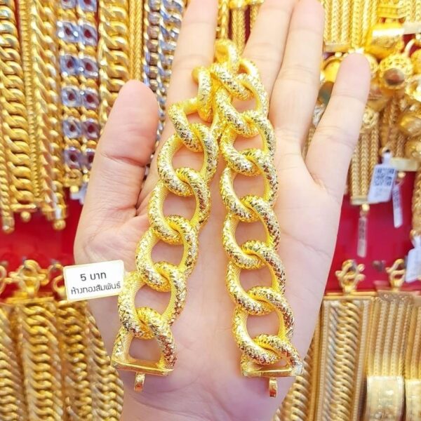 23K Thailand Gold 76 Grams Chain Bracelet - Image 4