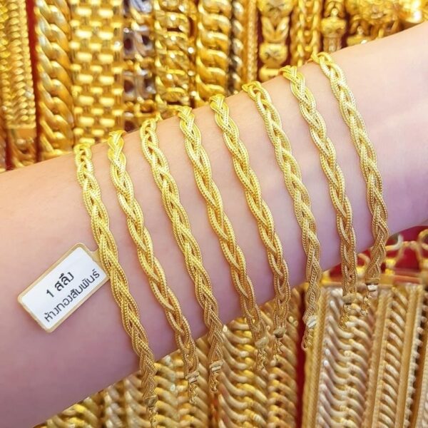 23K Thailand Gold Thin Braided Gold String Bracelet