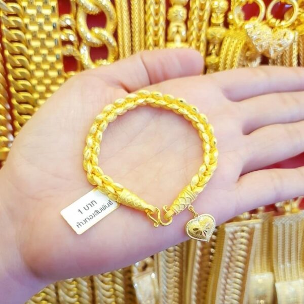 23K Thailand Gold Wheat Pattern Bracelet. - Image 3