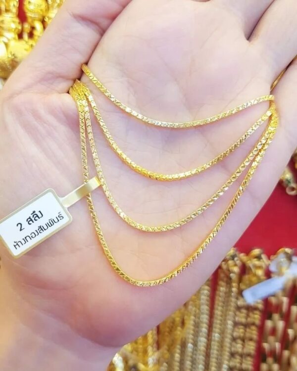 23K Thailand Gold Egyptian Pattern Necklace, Thailand Gold Chain