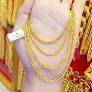 23K Gold Chain 15,2g (1 Baht) featuring the fine, woven Foxtail Link design, Model 3039.