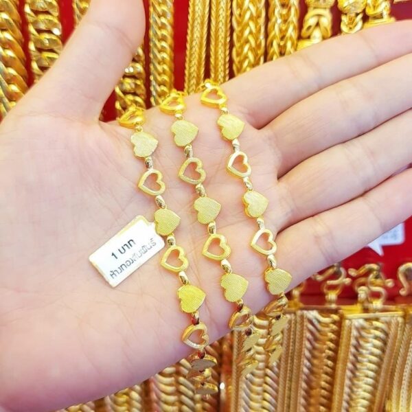 23K Thailand Gold Ladies Bracelet Mixed Hearts. - Image 3