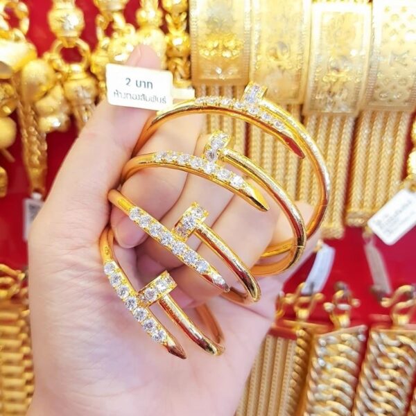 23K Thailand Gold Nail Bangle - Image 2