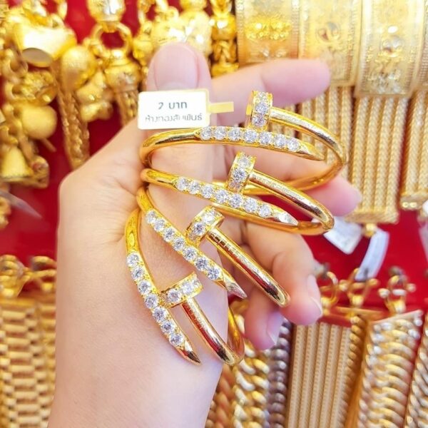 23K Thailand Gold Nail Bangle - Image 4