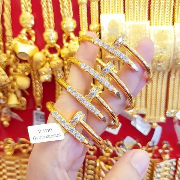 23K Thailand Gold Nail Bangle - Image 3