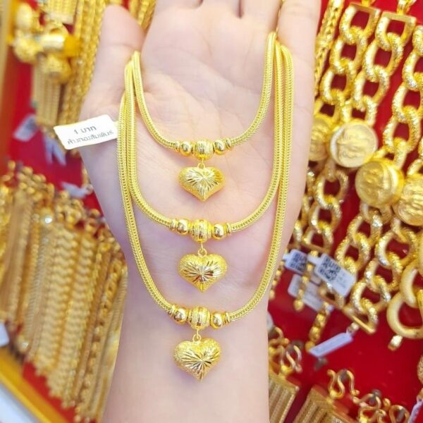 23K Thailand Gold Heart Necklace - Image 2