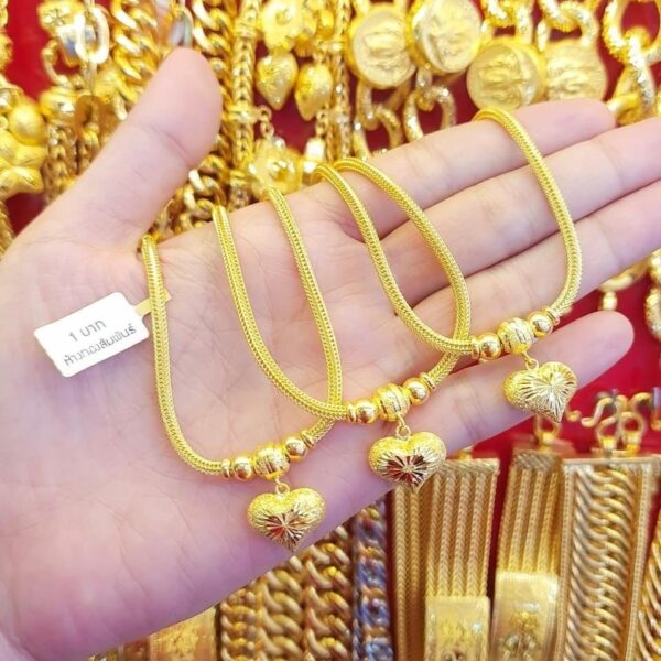 23K Thailand Gold Heart Necklace - Image 3