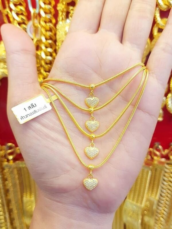 23K Thailand Gold Charming Heart Necklace