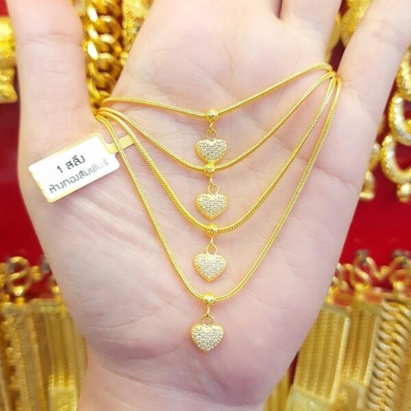 23K Thailand Gold Charming Heart Necklace - Image 3