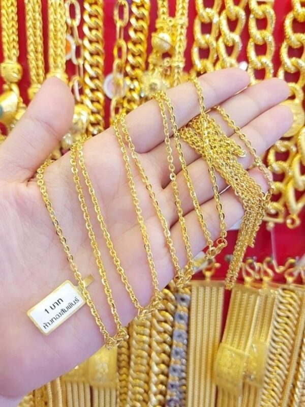 23K Thailand Gold Flat Links Chain Necklace - Image 3