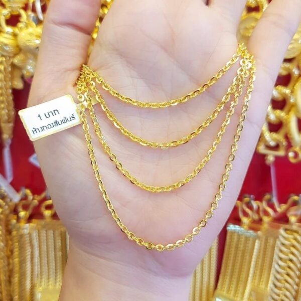 23K Thailand Gold Flat Links Chain Necklace