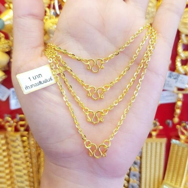 23K Thailand Gold Flat Links Chain Necklace - Image 2