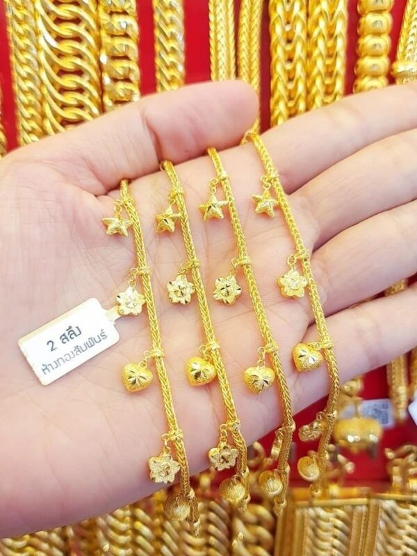 23k Thailand Gold hearts and Star Bracelets - Image 2