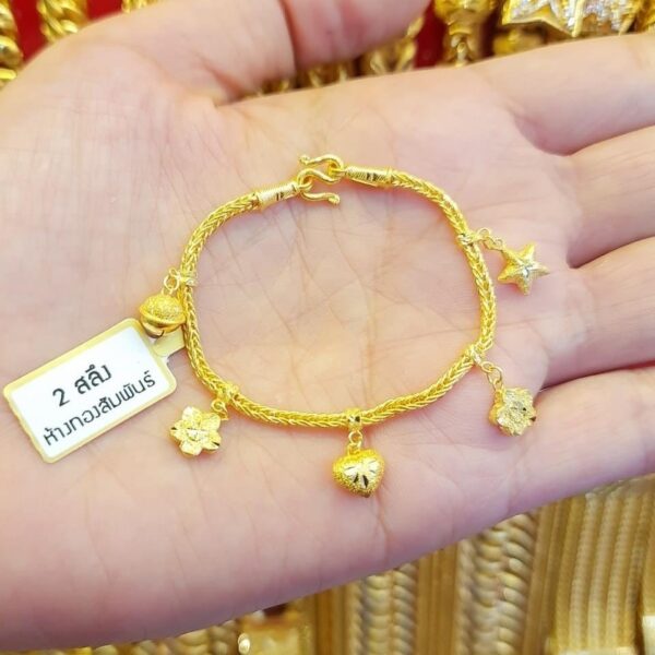 23k Thailand Gold hearts and Star Bracelets - Image 3