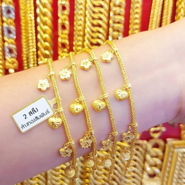 23k Thailand Gold hearts and Star Bracelets