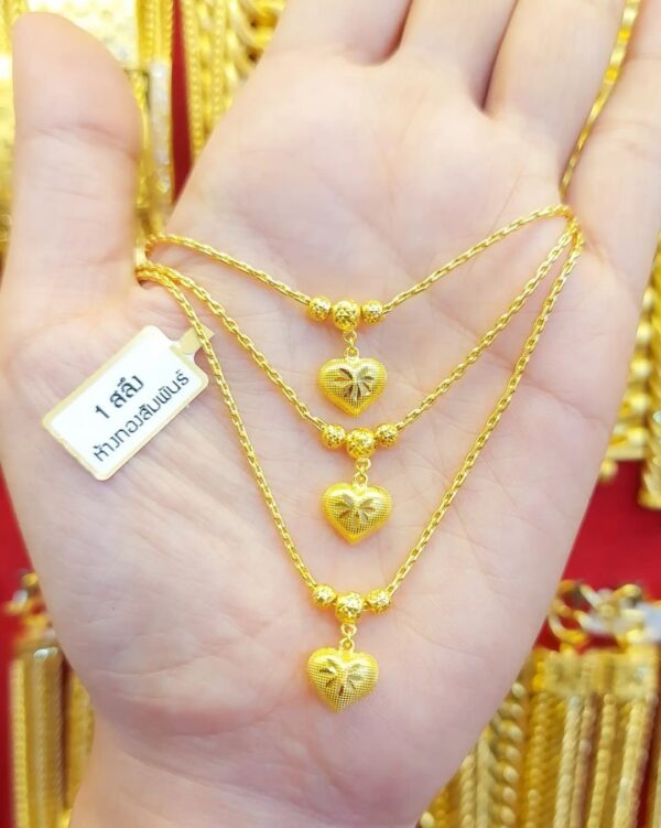 23K Thailand Gold heart Necklace - Image 3