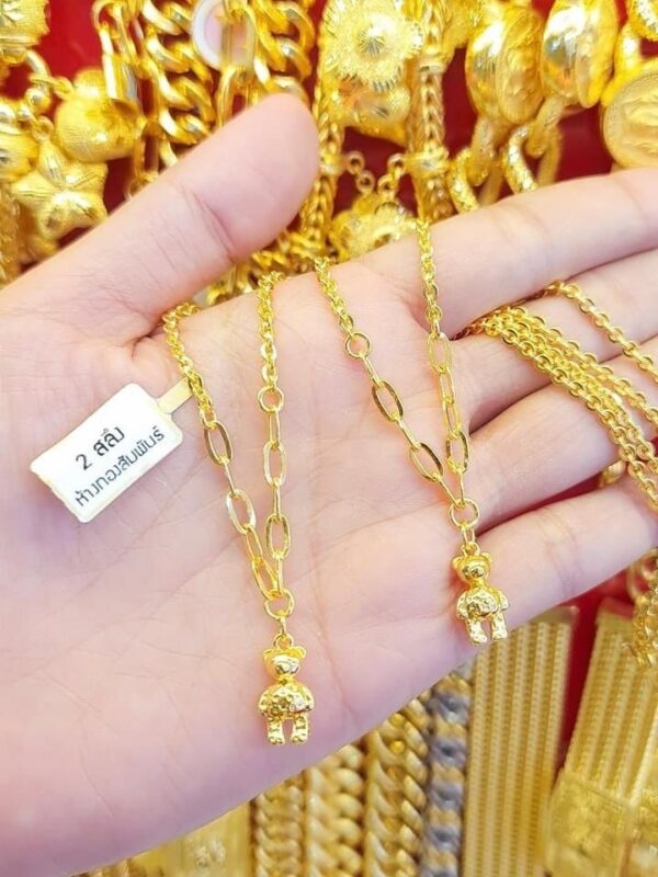 23K Thailand Gold Teddy Bear Necklace