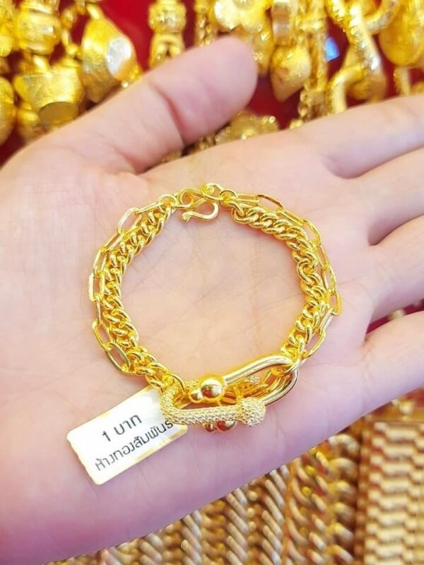 23K Thailand Gold Fancy Lock Gold Bracelet - Image 3