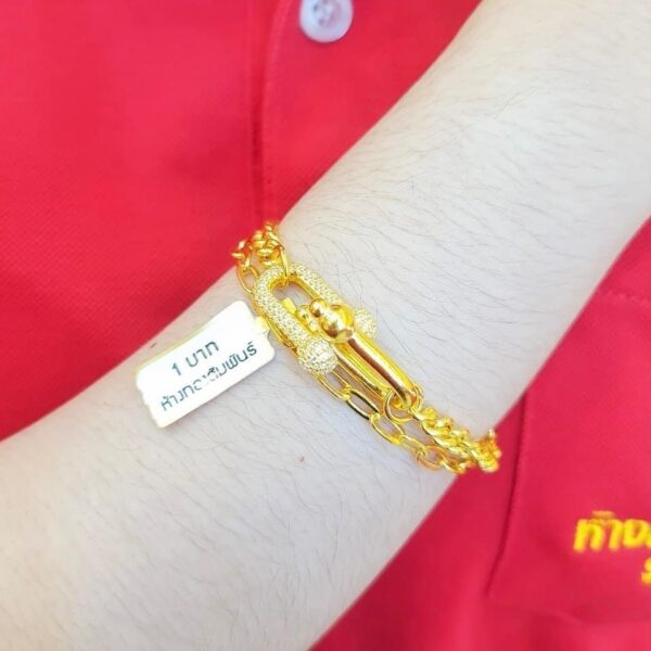 23K Thailand Gold Fancy Lock Gold Bracelet - Image 2