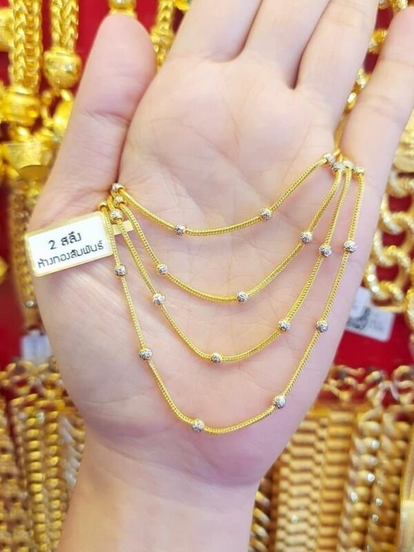 23K  Thailand Gold Embedded Spheres Gold Chain