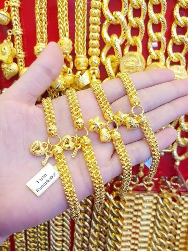 23K Thailand Gold Gold Heart Key Gold Bracelet - Image 3