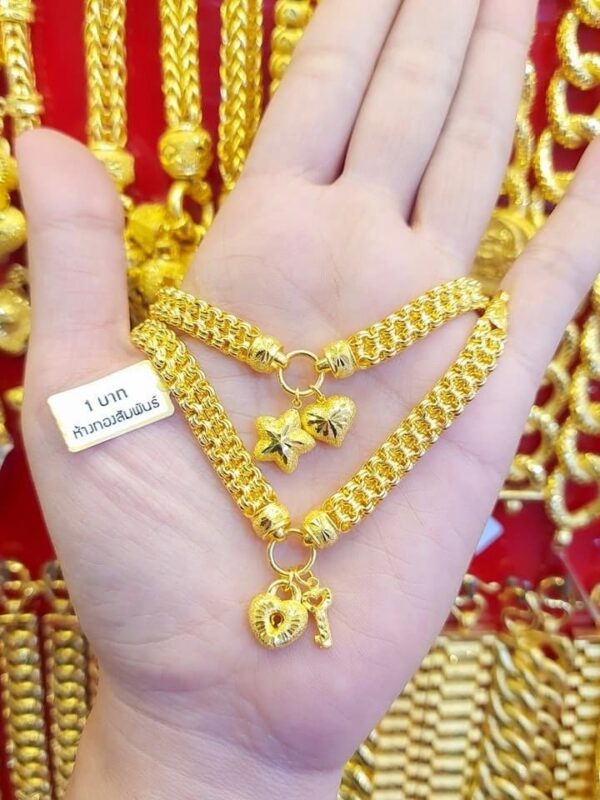 23K Thailand Gold Gold Heart Key Gold Bracelet - Image 2