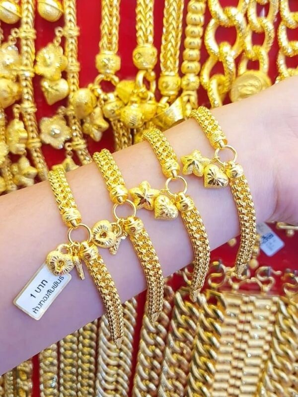 23K Thailand Gold Gold Heart Key Gold Bracelet