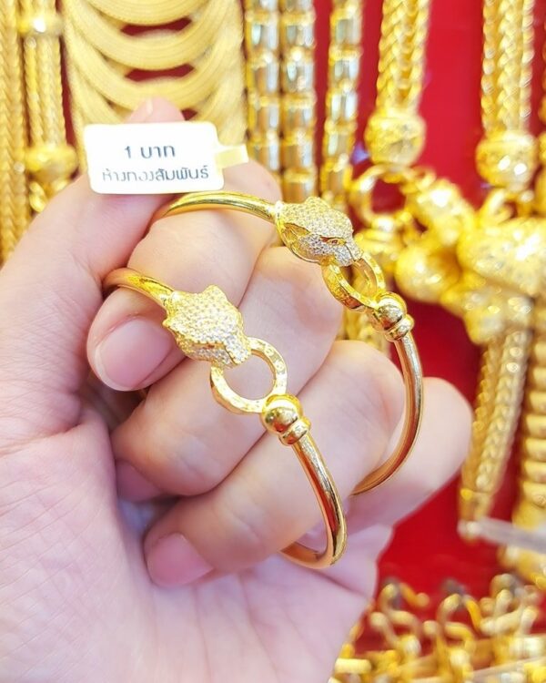 23k Thailand Gold Panther Gold Bangle 15.2 Grams - Image 3