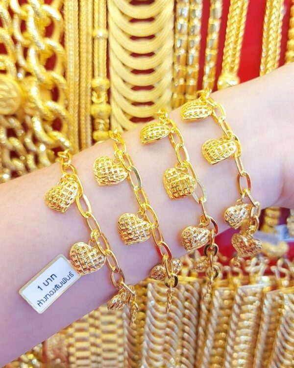 23K Thailand Gold Hearth Chain Bracelet - Image 2