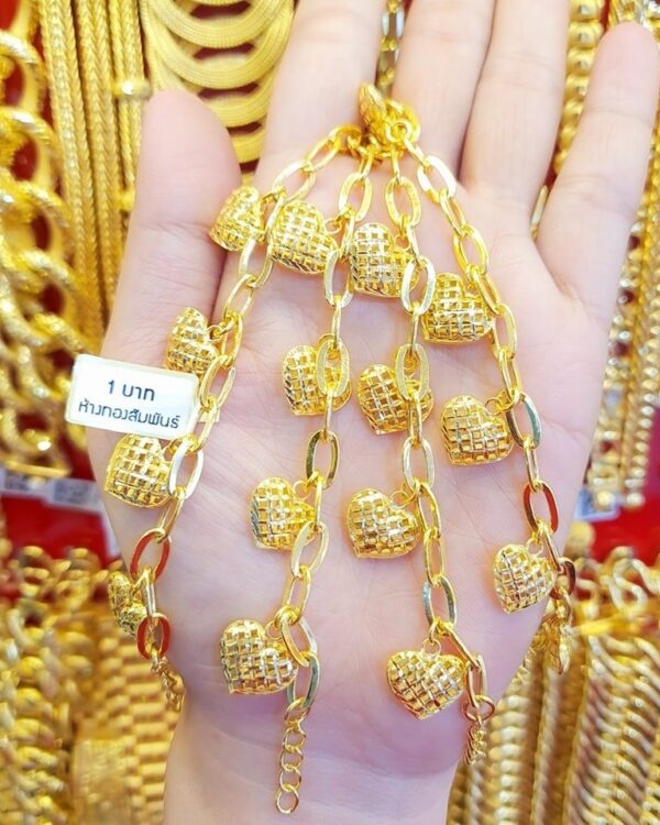 23K Thailand Gold Hearth Chain Bracelet - Image 3