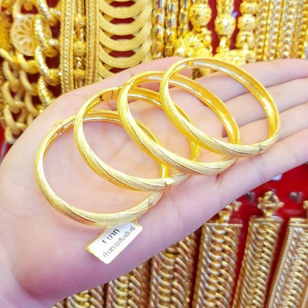 23k Thailand Gold Polished Spiral Gold Bangle - Image 3