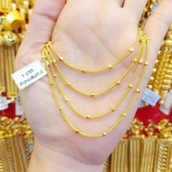 23K Pure Thailand Gold Embedded Spheres Chain