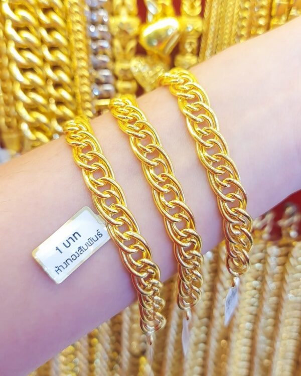 23k Thailand Gold Double Chain Gold Bracelet - Image 2