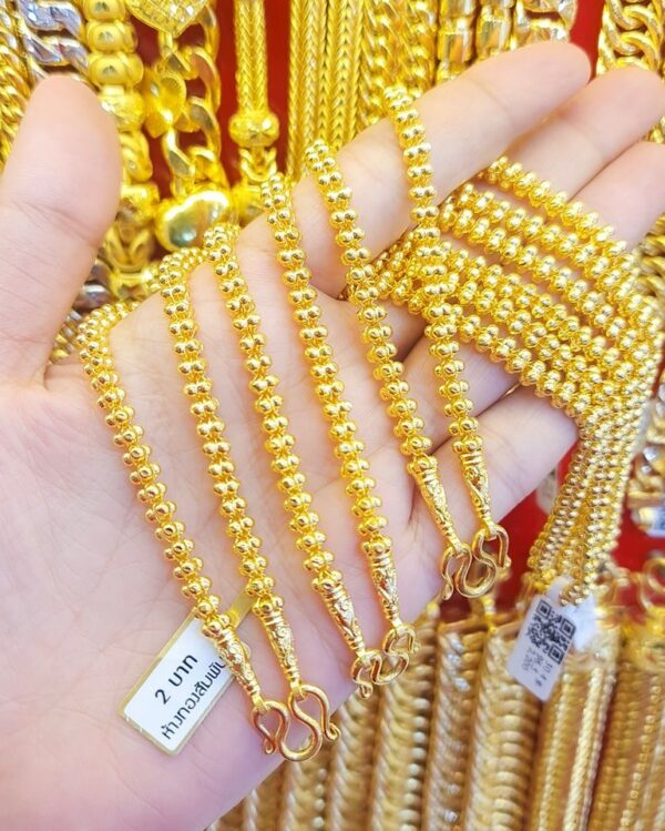 23k Thailand Gold Chain Braided Mini Spheres - Image 3