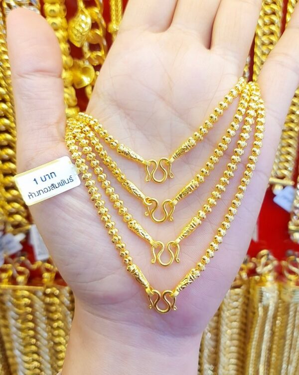 23k Thailand Gold Chain Braided Mini Spheres - Image 2