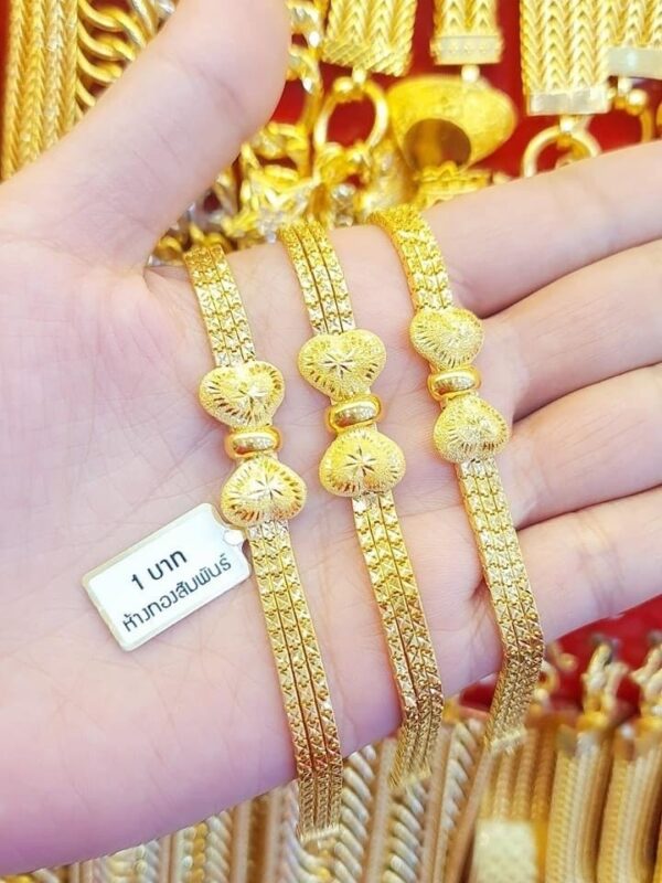 Pure Thailand 23K Gold 2 Hearts bracelet