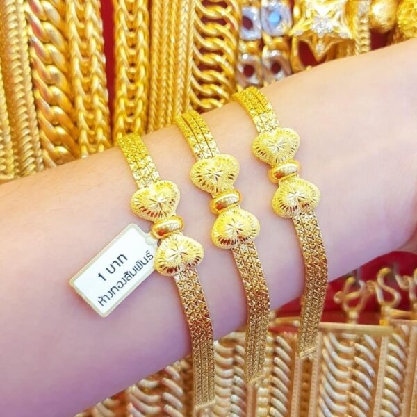 Pure Thailand 23K Gold 2 Hearts bracelet - Image 2