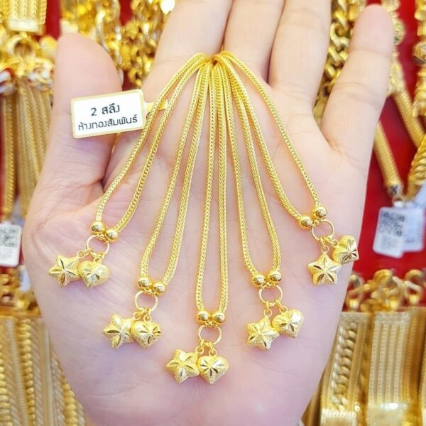 Pure Thailand 23K Gold Chain Heart & Star Shape - Image 3