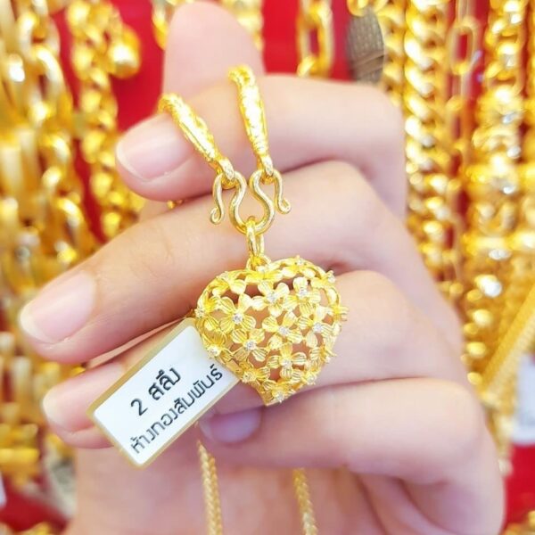 Pure Thailand 23K  Gold Heart Pendant - Image 2