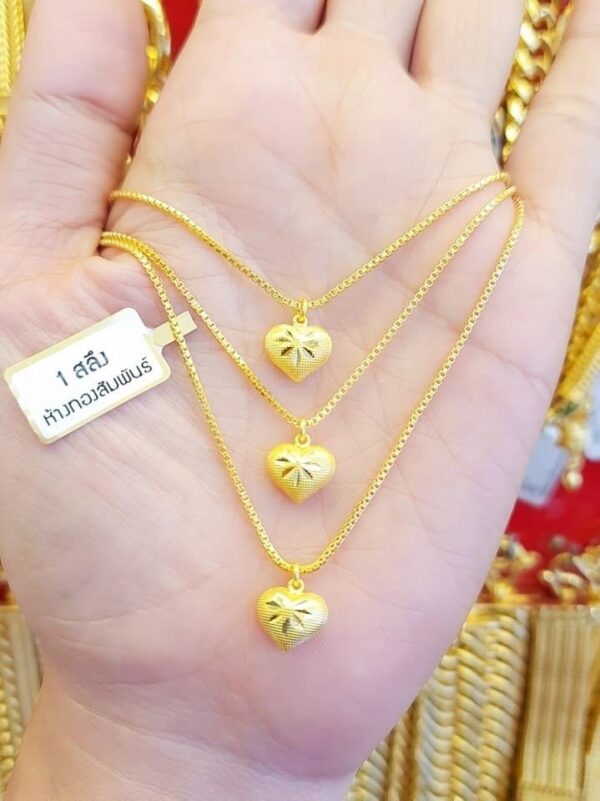 Pure Thailand 23K Gold Chain Heart Pattern Necklace