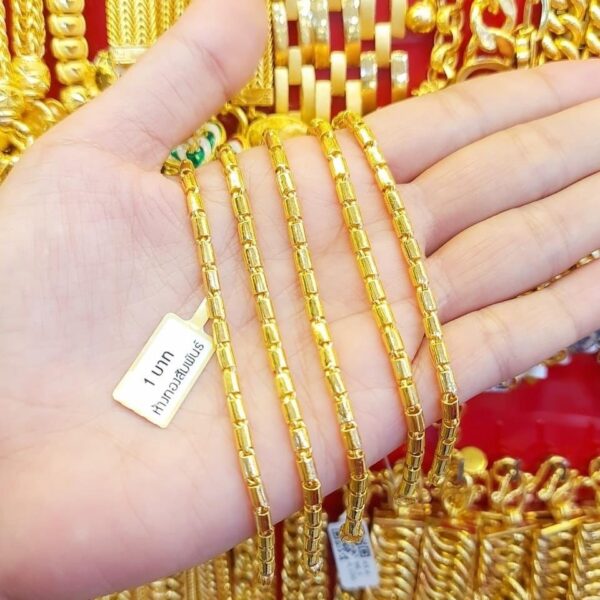 Pure Thailand Gold  23K round tubes pattern bracelet - Image 4