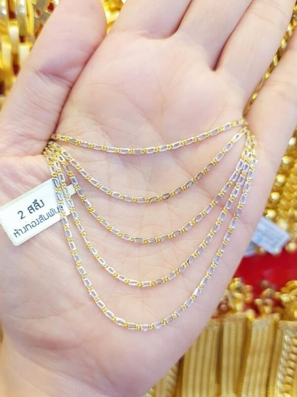 Genuine Style Chain Necklace Silver Plated Pure Thailand Gold 23K.