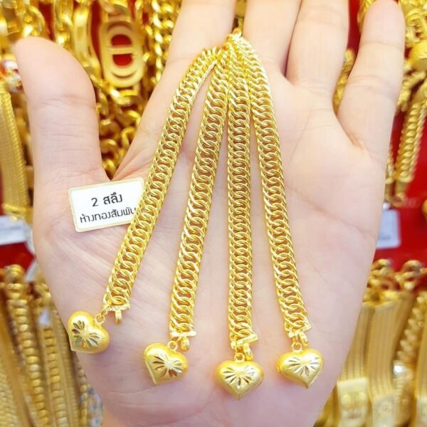 Ladies Chain with Hearth Charm 23K Thailand Gold Bracelet.