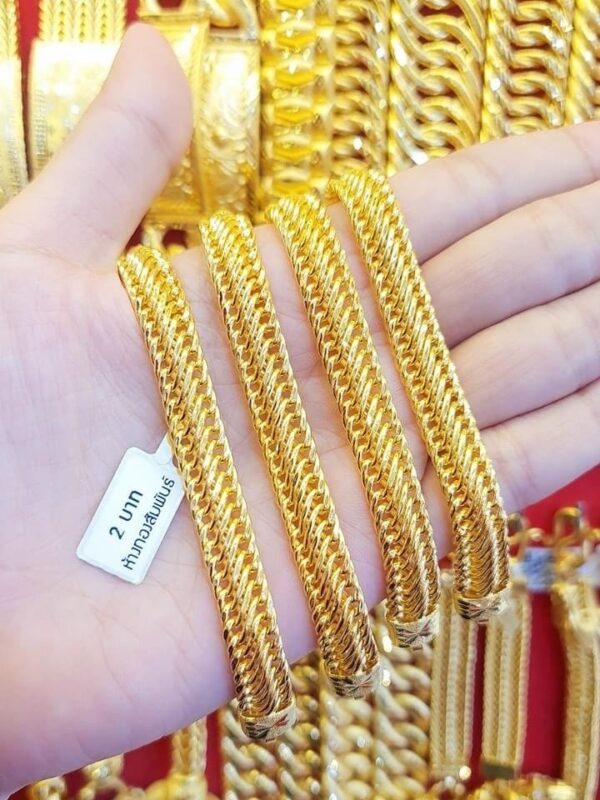 23K Thailand Pure Gold Braided Thick Gold cord Bracelet - Image 2