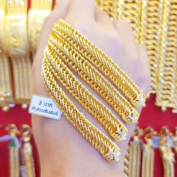 23K Thailand Pure Gold Braided Thick Gold cord Bracelet - Image 3