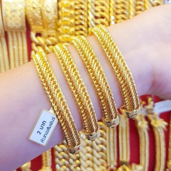 23K Thailand Pure Gold Braided Thick Gold cord Bracelet